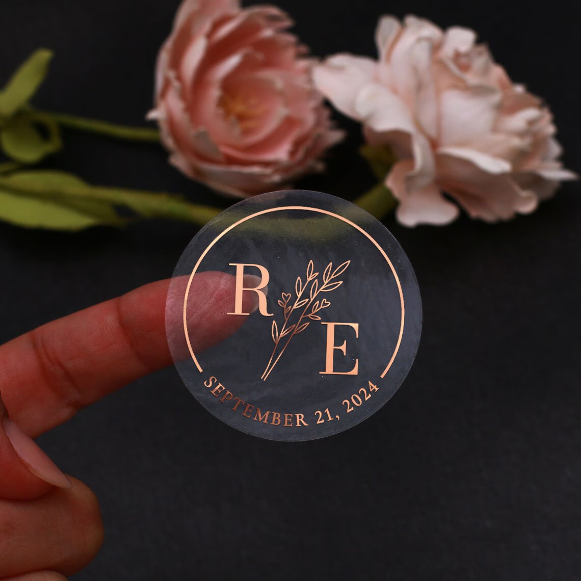 Wedding Envelopes - Прозрачные ботанические свадебные наклейки, персонализированные фольгированные
